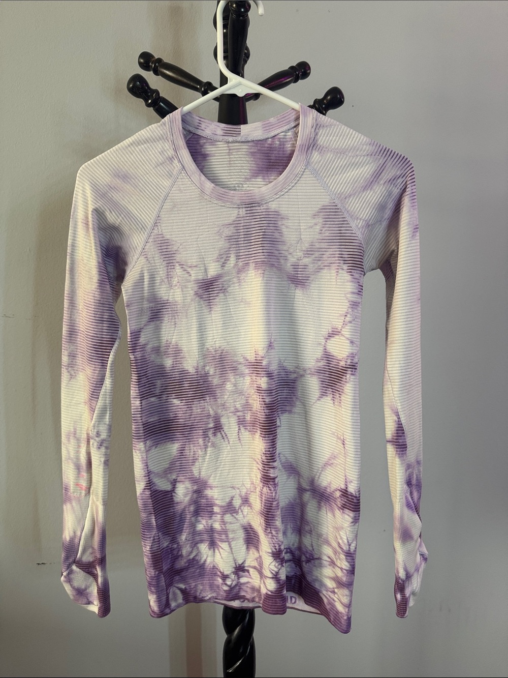 Tie-Dye Long Sleeve Crewneck Top - Purple 4.1M